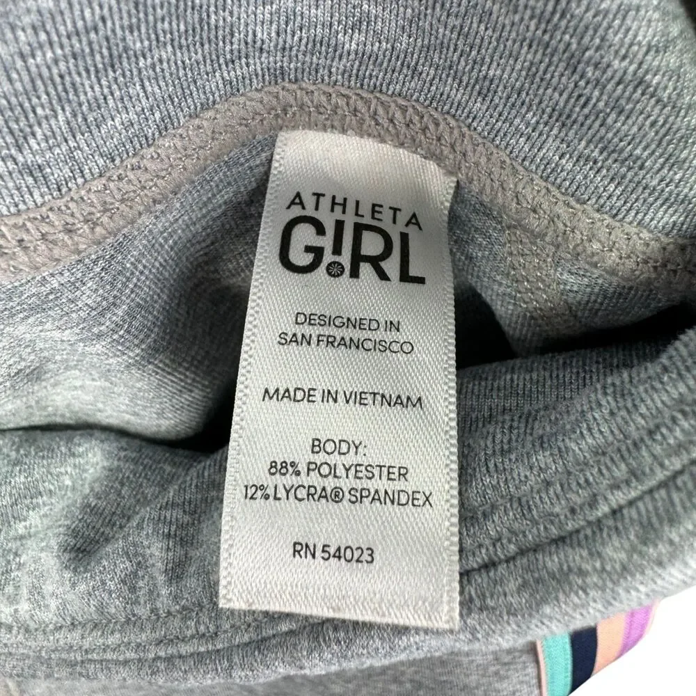 Athleta Girl Leggings Girls Extra Large 14 Gray Colorful Stretch Workout Striped